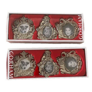 GORHAM - 2 boxes of Christmas picture silver frame ornaments